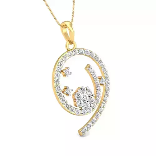 Women pendant-earrings set 3dm stl render detail