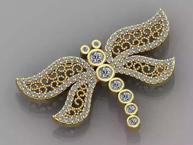 GC GOLD   H047- Dragonfly Diamond Gold necklace
