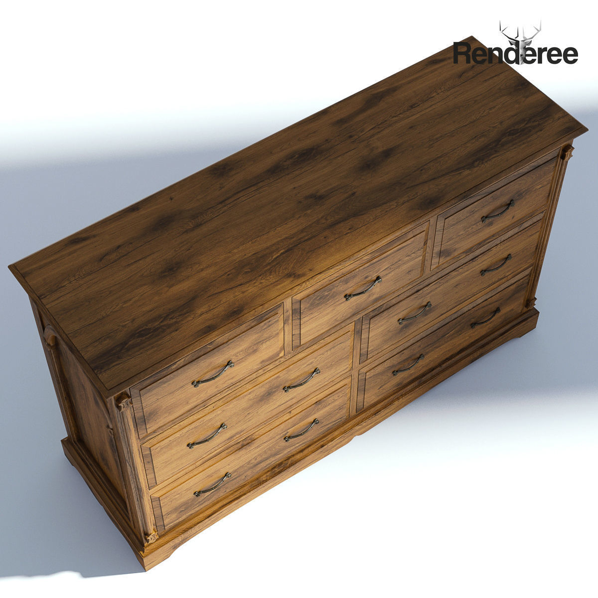 Victorian Dresser Old Natural 3D model_3