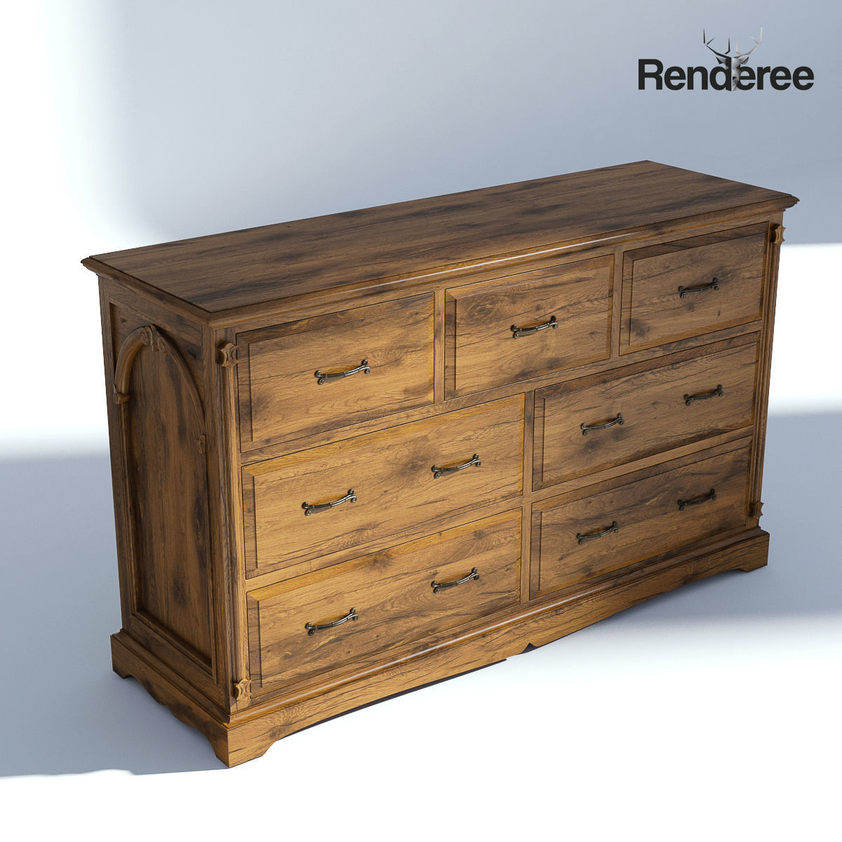 Victorian Dresser Old Natural 3D model_1