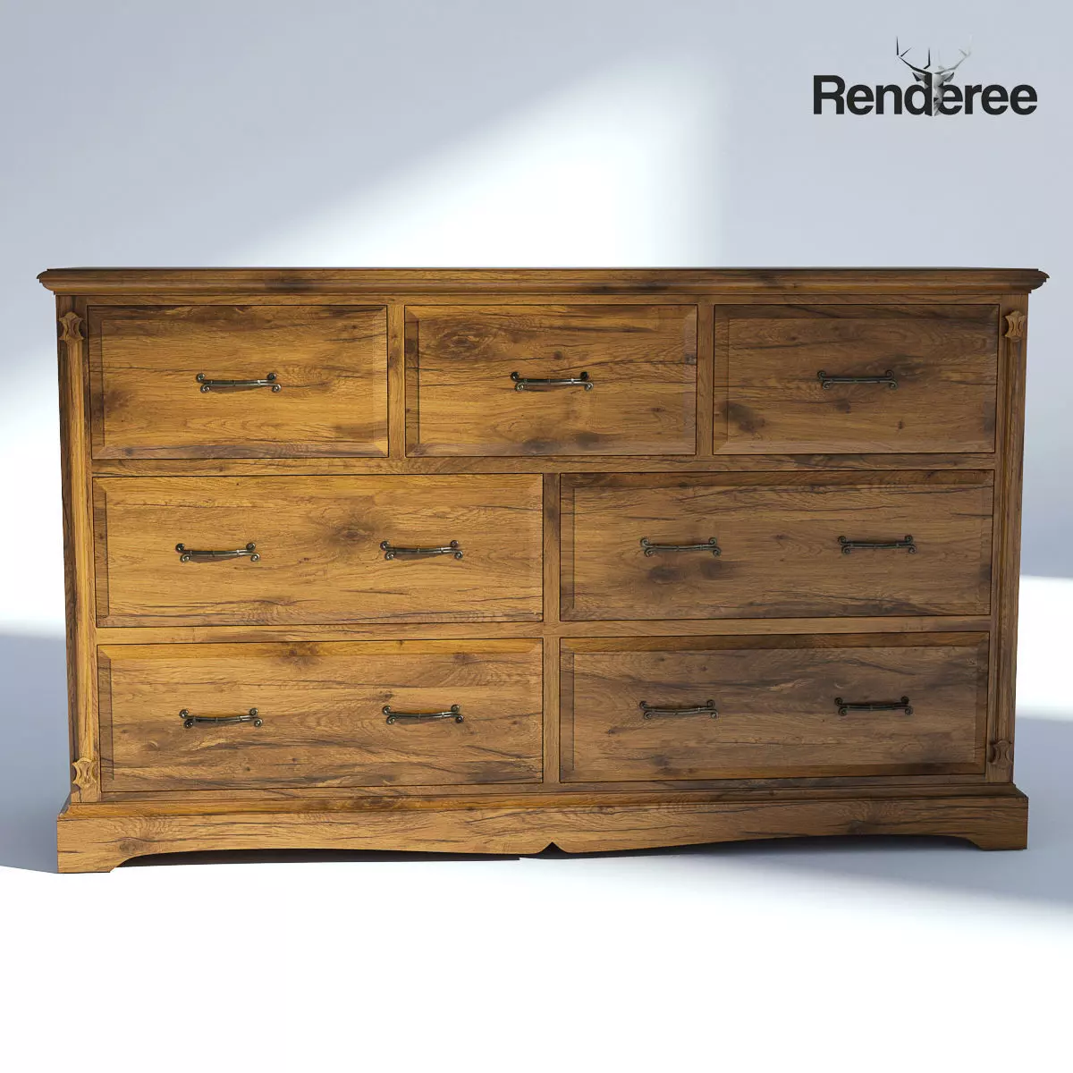 Victorian Dresser Old Natural 3D model_0