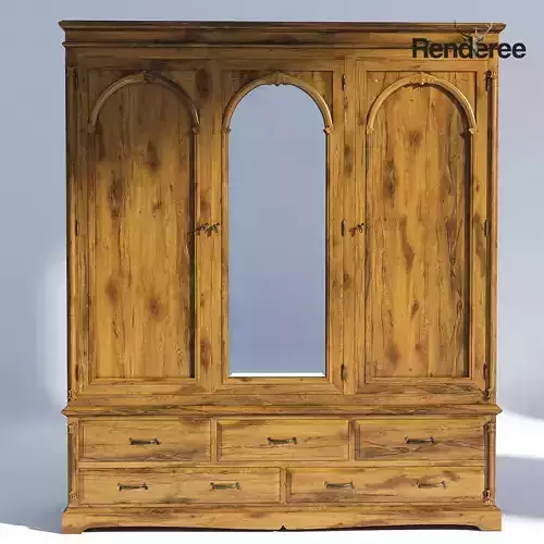 Victorian Wardrobe Mirror Old Natural