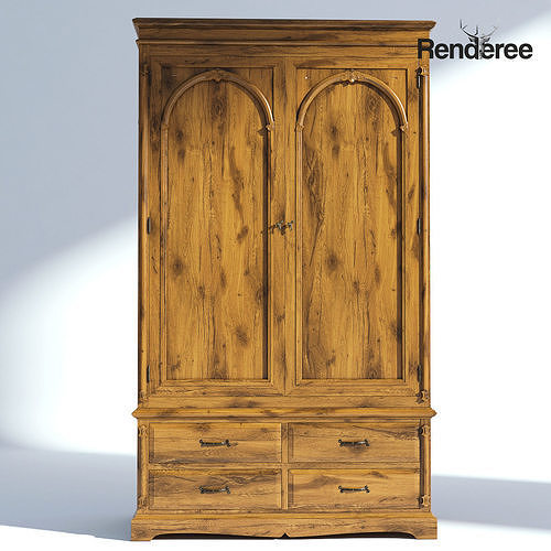 Victorian Wardrobe Old Natural 3D model