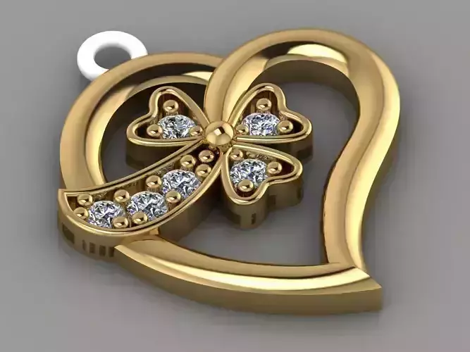   GC GOLD  H049- Heart Diamond Gold necklace