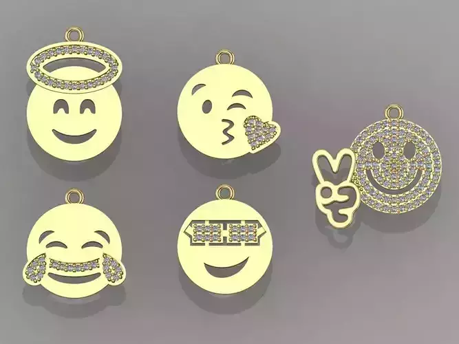 GC GOLD H050- face Diamond Gold necklace