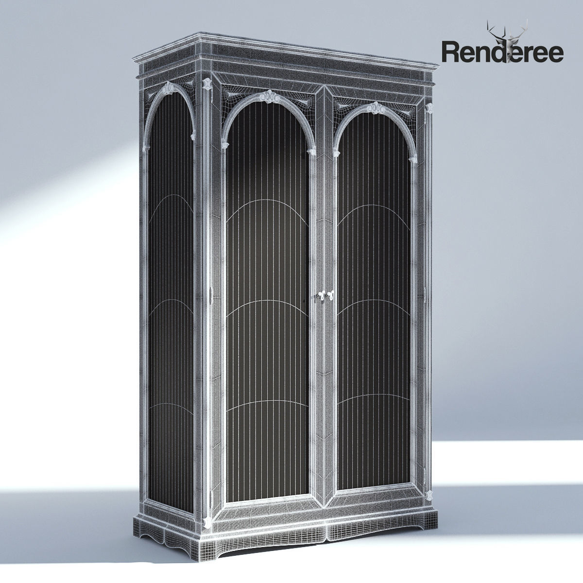 Victorian Wardrobe Old Natural 3D model_5