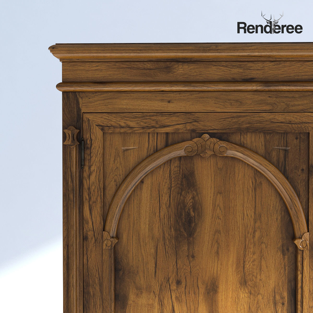 Victorian Wardrobe Old Natural 3D model_4