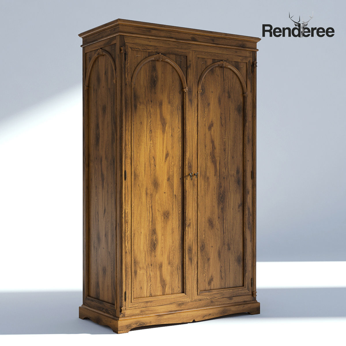 Victorian Wardrobe Old Natural 3D model_1