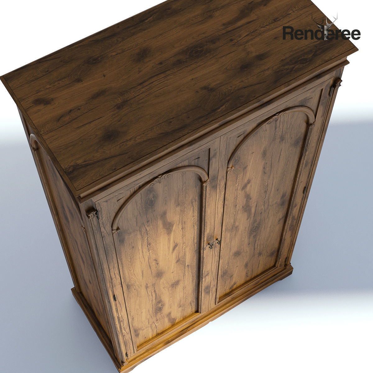 Victorian Wardrobe Old Natural 3D model_3