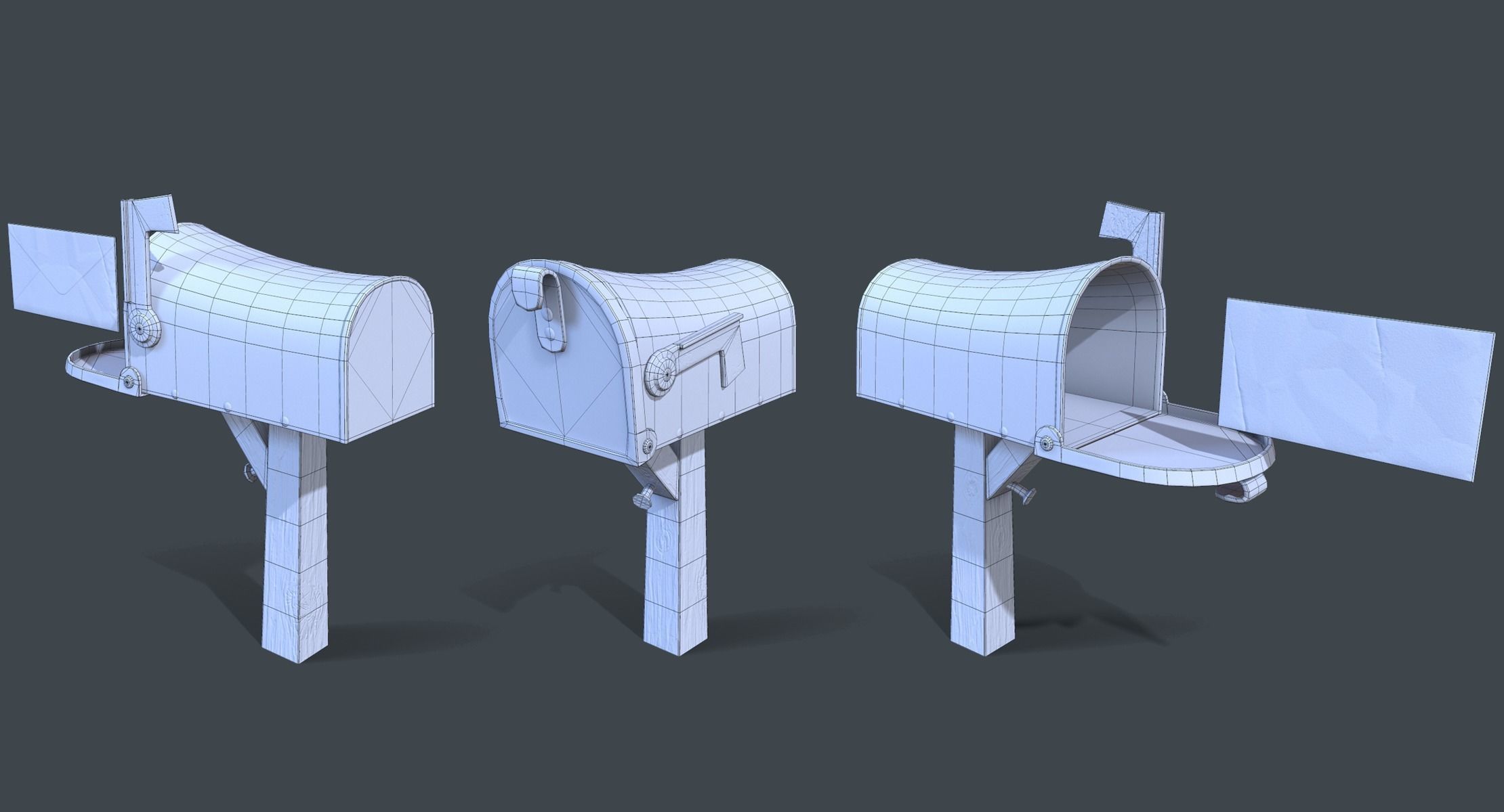 Stylized Mailbox Low-poly 3D model_3