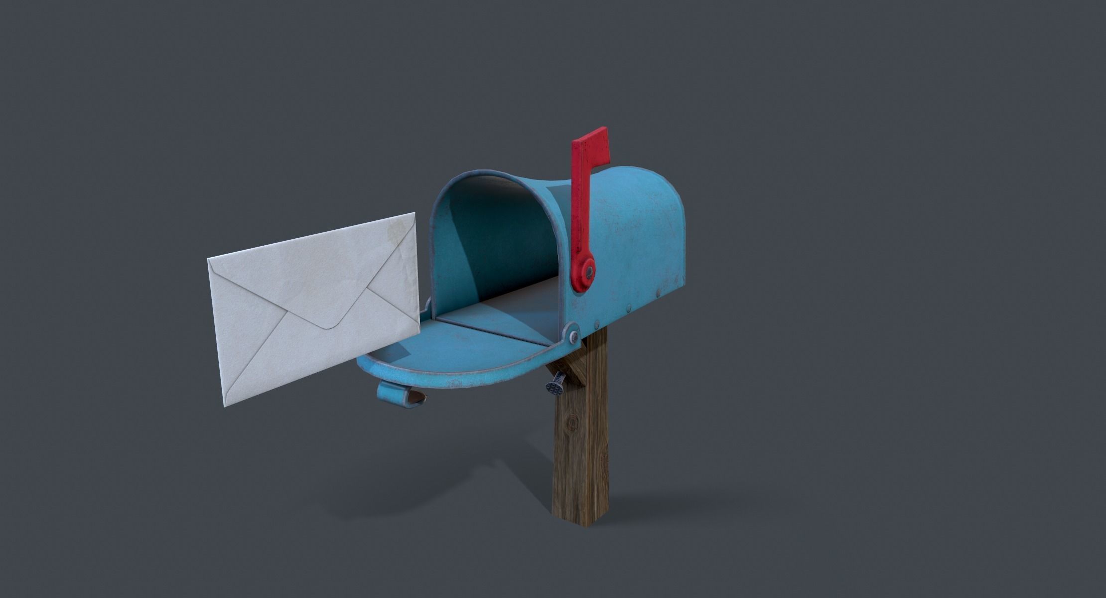 Stylized Mailbox Low-poly 3D model_1