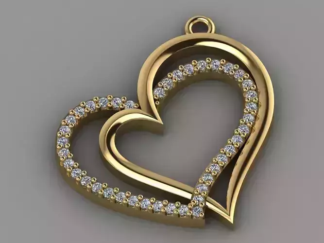 GC GOLD  H052- Heart  Diamond Gold necklace
