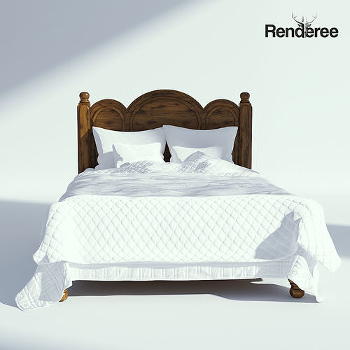 Victorian Bed Old Natural 3D model