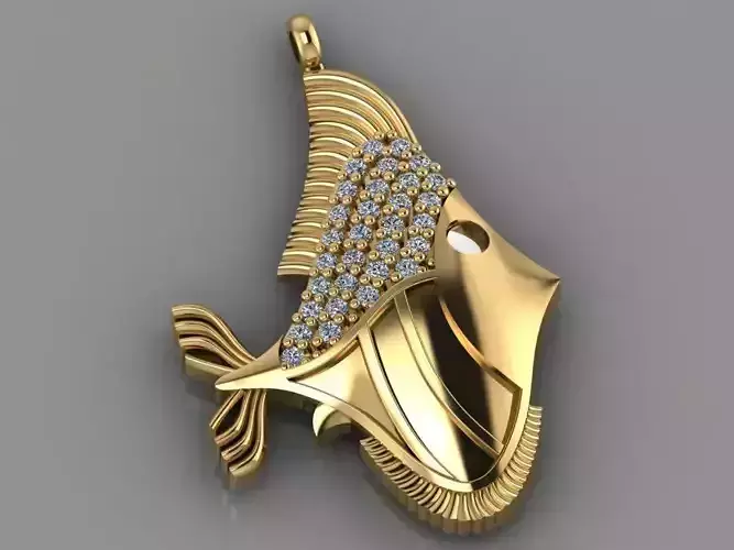 GC GOLD H056- the fish Diamond Gold necklace
