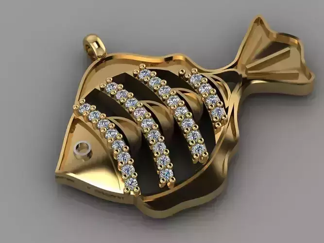GC GOLD H057- the fish Diamond Gold necklacec