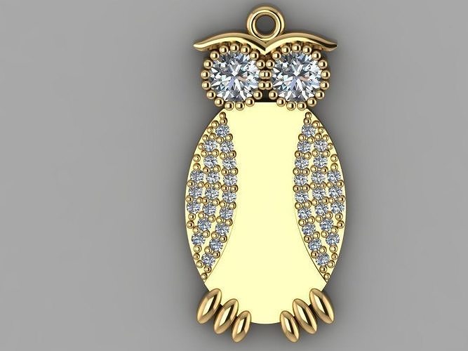 GC GOLD H058- owl Diamond Gold necklace 3D print model
