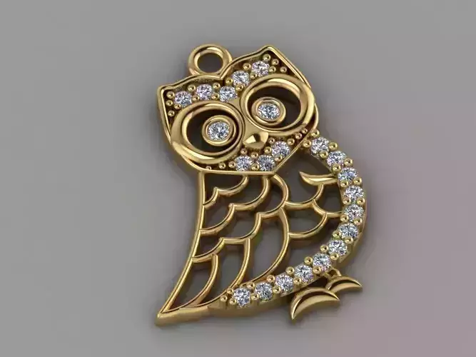 GC GOLD H059- owl Diamond Gold necklace