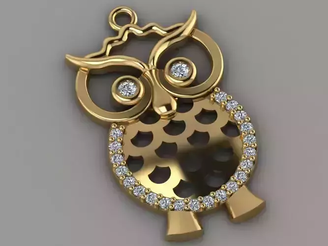 GC GOLD H060- owl Diamond Gold necklace