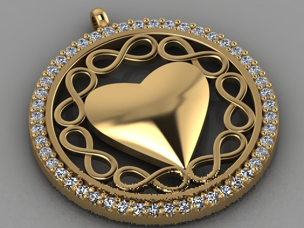 GC GOLD H061- Heart Diamond Gold necklace 3D print model_1