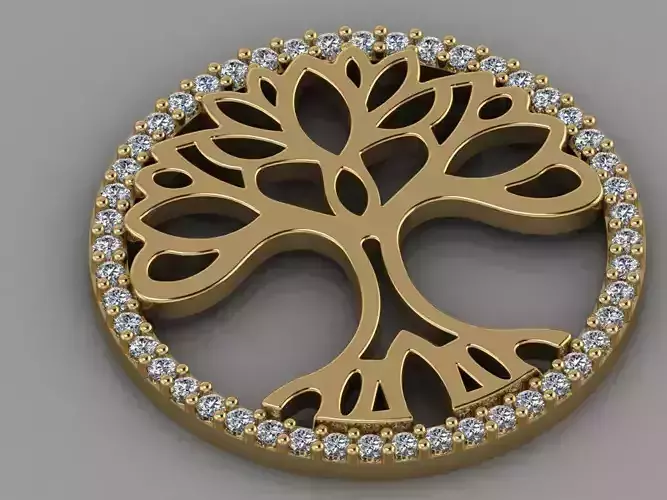 GC GOLD H065- tree Diamond Gold necklace