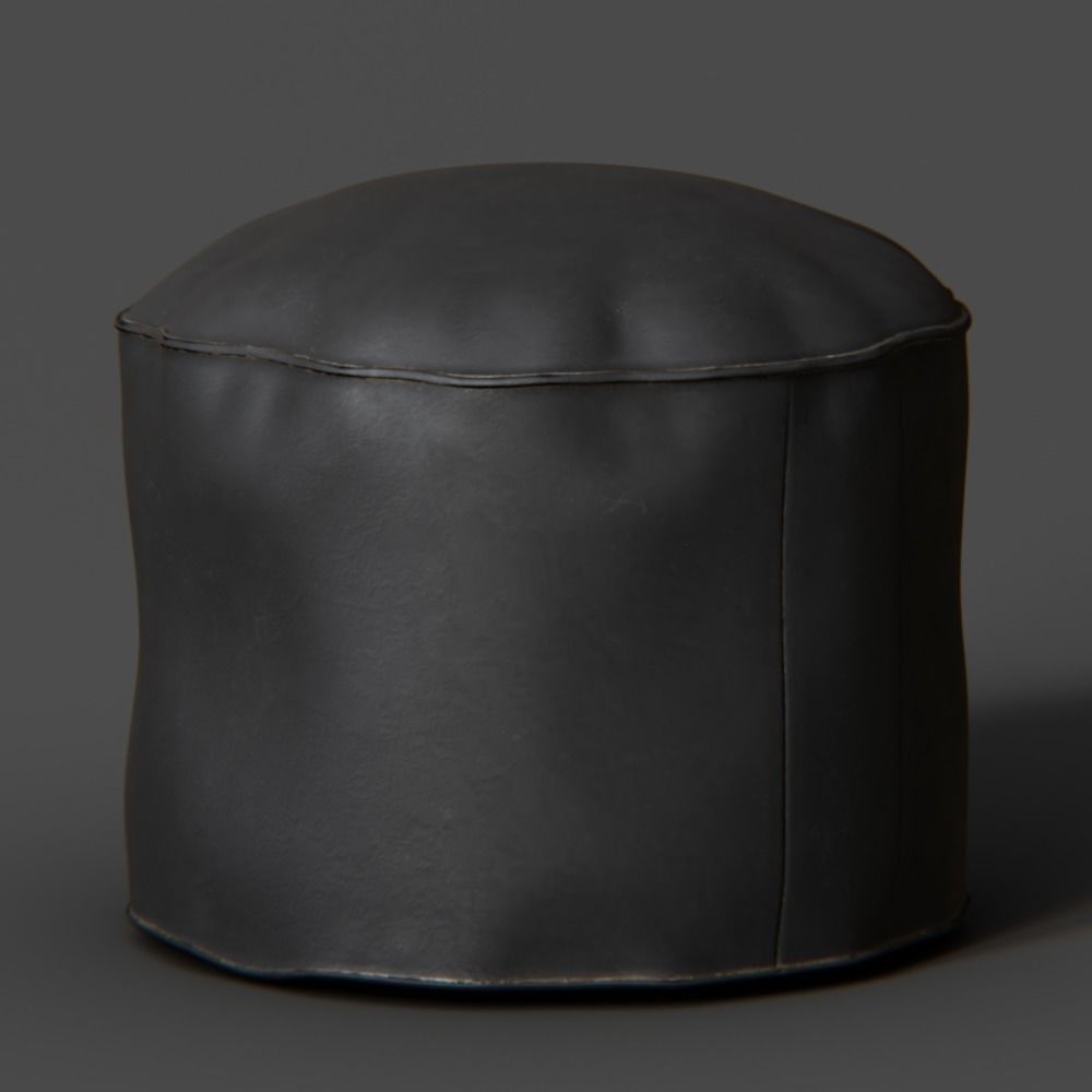 Puff Pbr leather pouf Low-poly 3D model_2