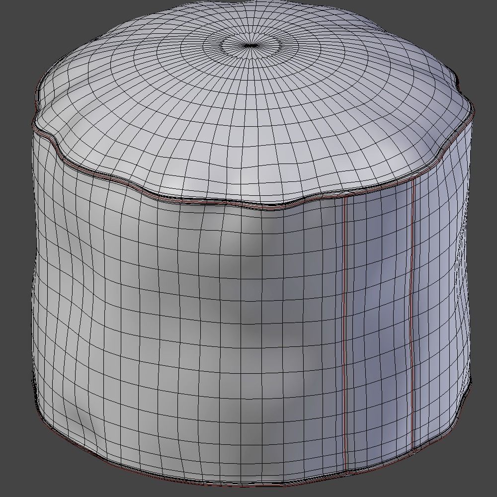 Puff Pbr leather pouf Low-poly 3D model_3