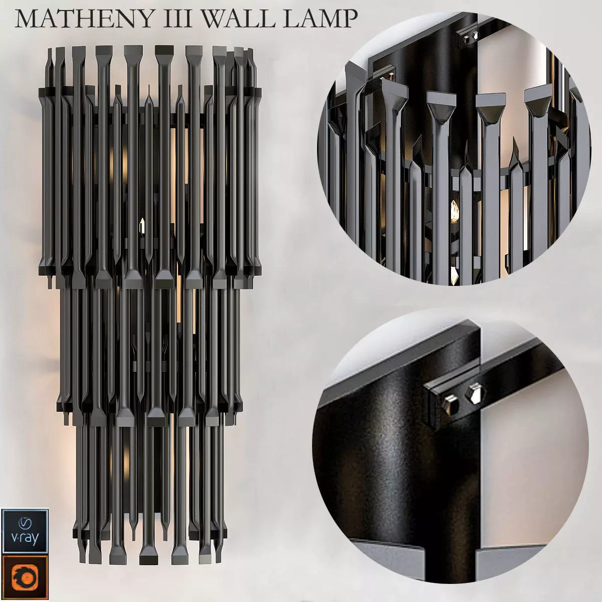 MATHENY III WALL LAMP by DELIGHTFULL Black 3D model_0
