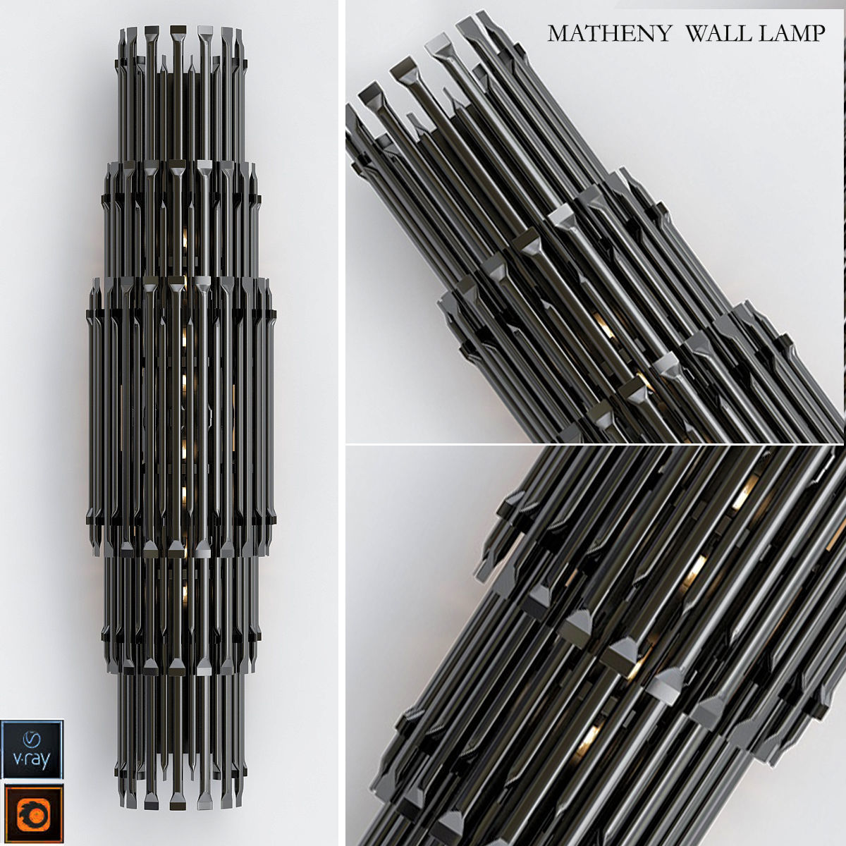 MATHENY V WALL LAMP by DELIGHTFULL Black 3D model_1