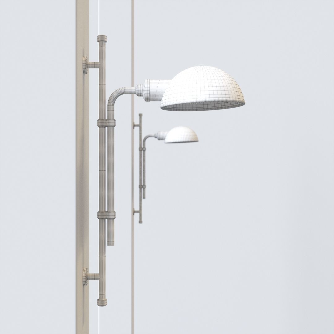 Industrial Wall Lamp 3D model_4