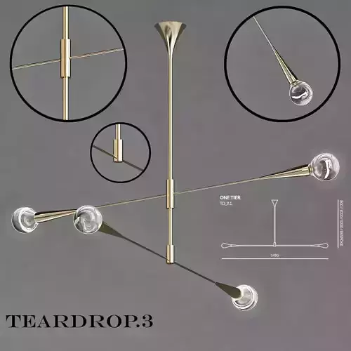 TEARDROP 3 clock with three rods
