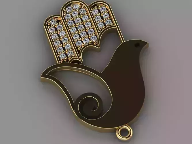 GC GOLD H069- hand Diamond Gold necklace