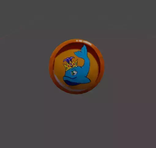 Coins whale with crown Low-poly 3D model