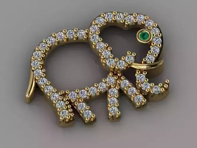 GC GOLD H070- elephant Diamond Gold necklace