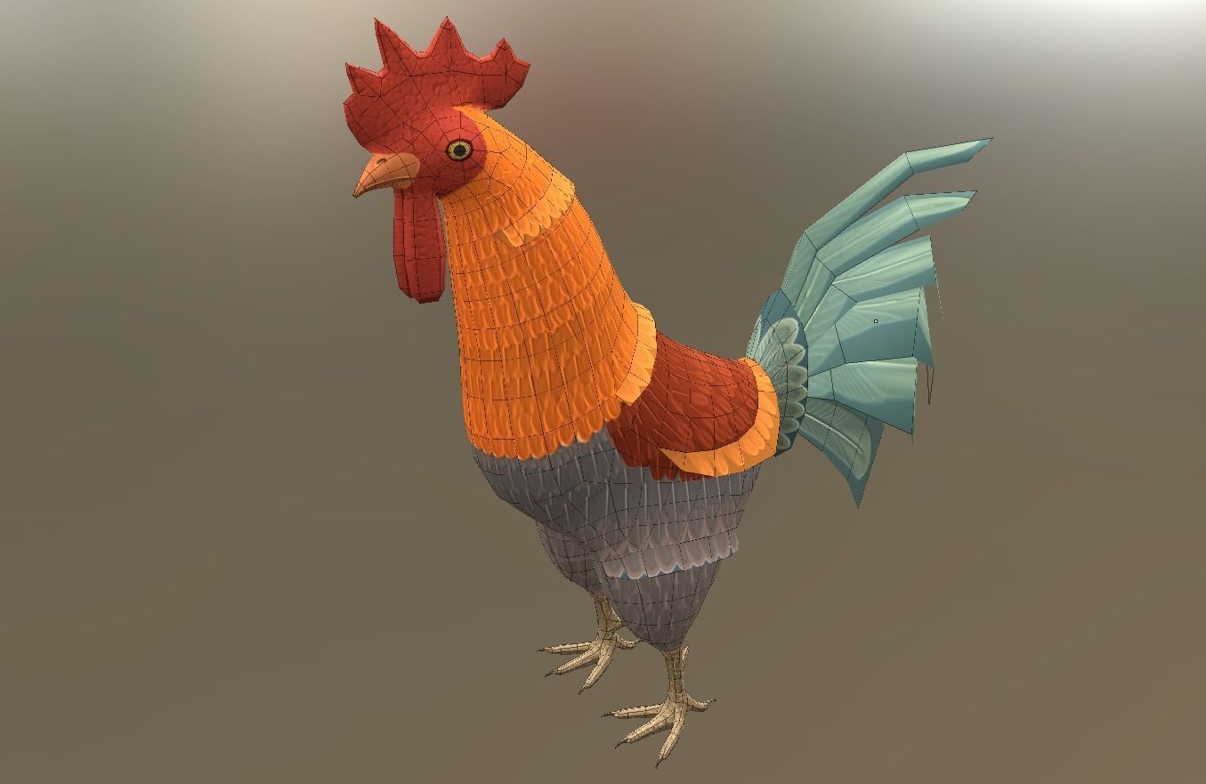 Rooster Low-poly 3D model_0