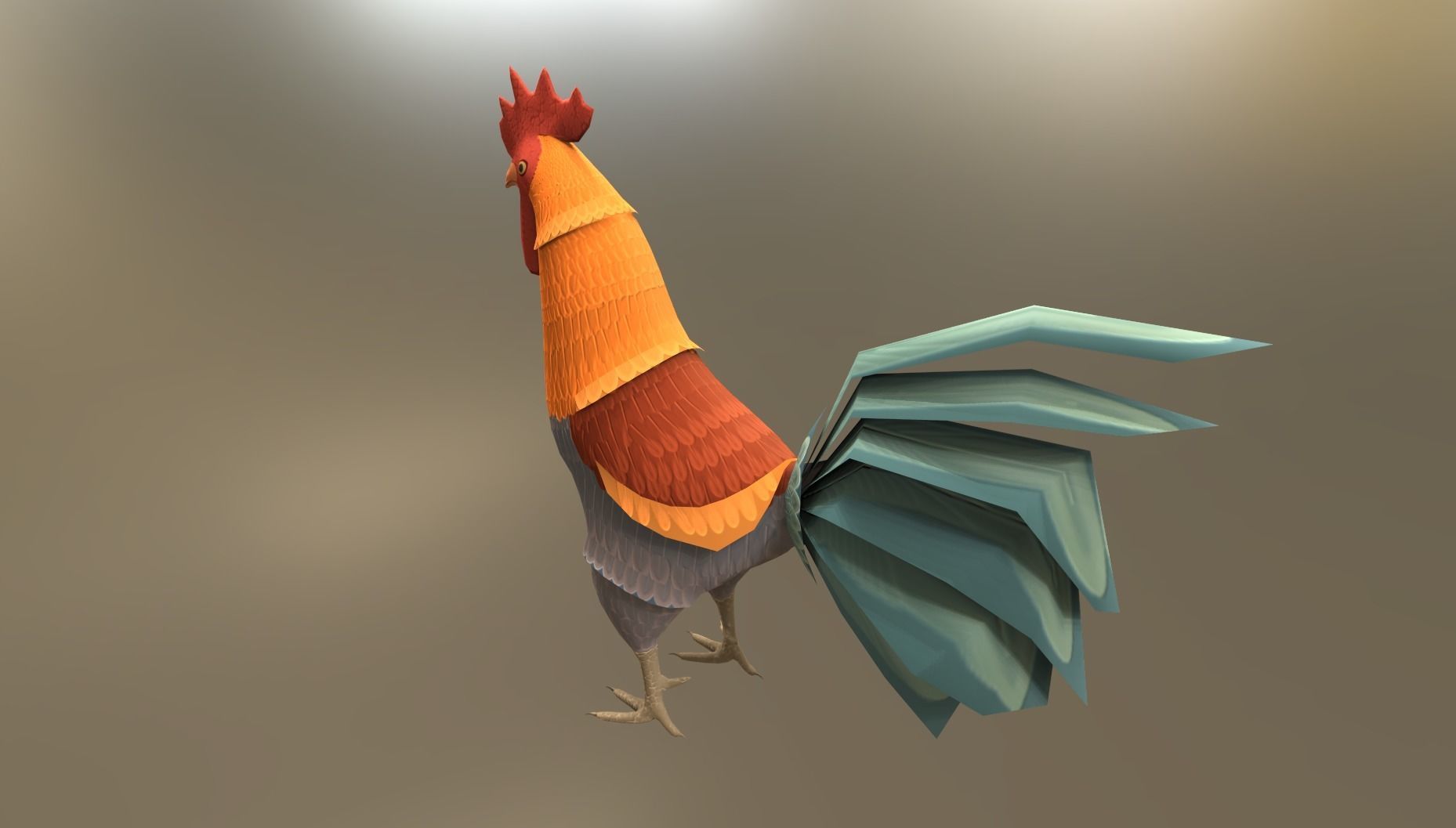 Rooster Low-poly 3D model_4