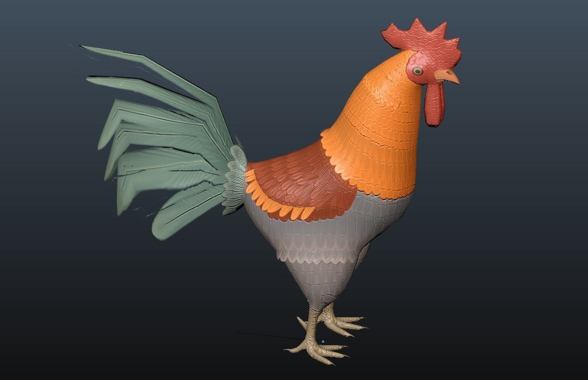Rooster Low-poly 3D model_2