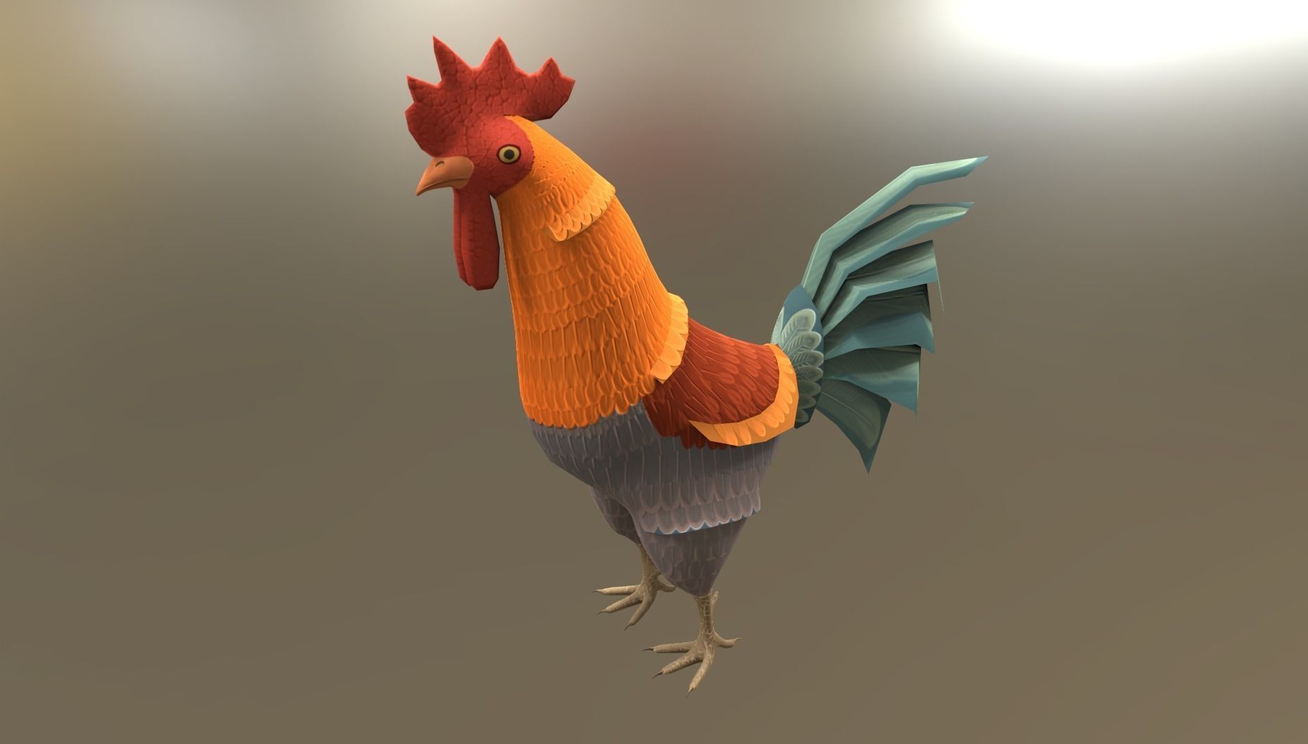 Rooster Low-poly 3D model_1