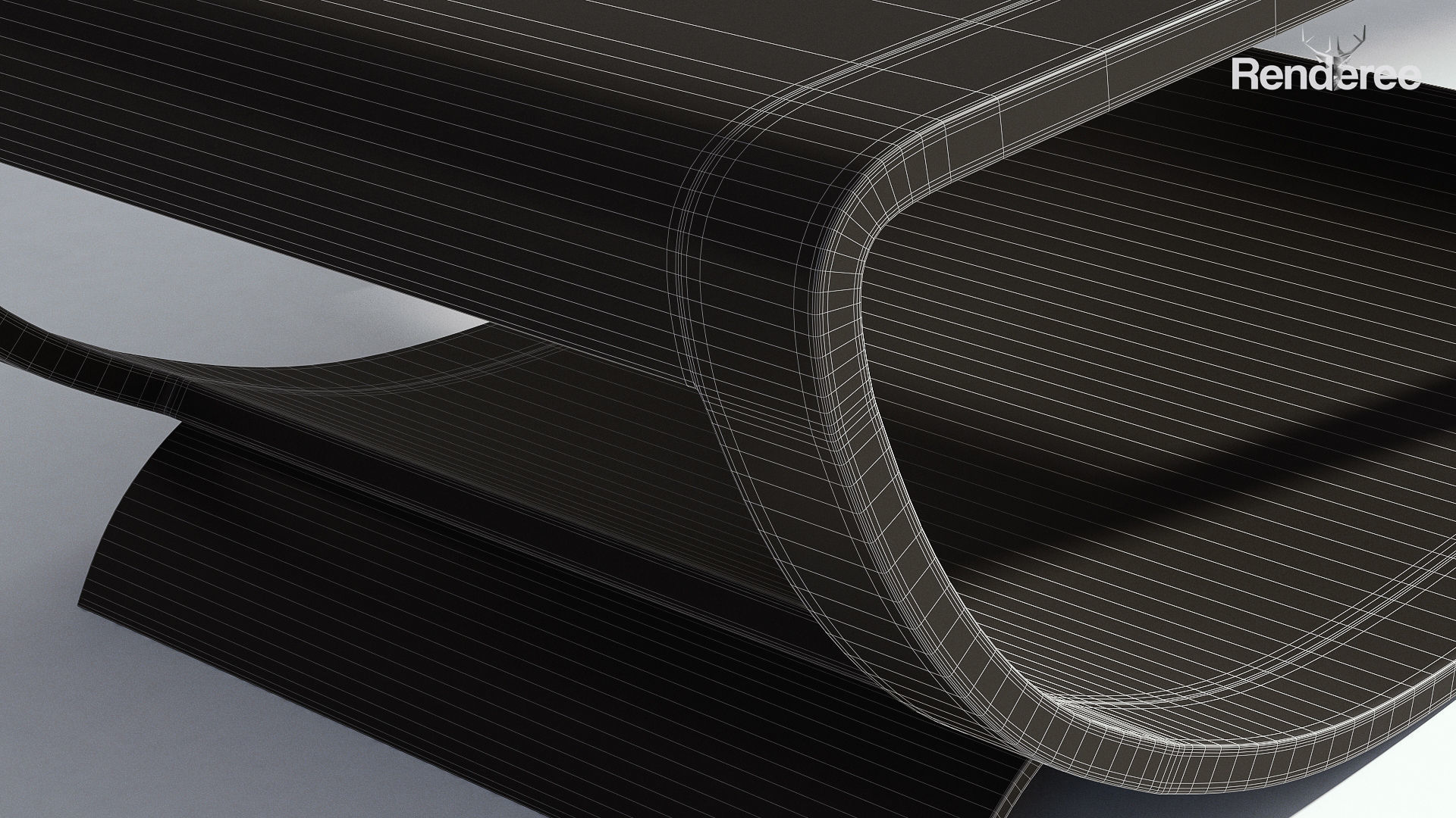 Dark Wooden Table 3D model_6