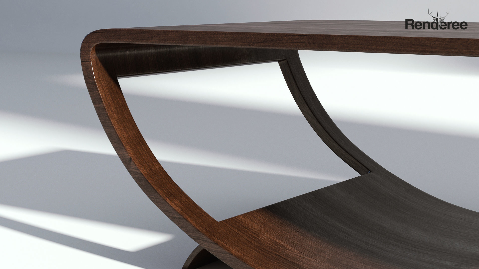 Dark Wooden Table 3D model_4