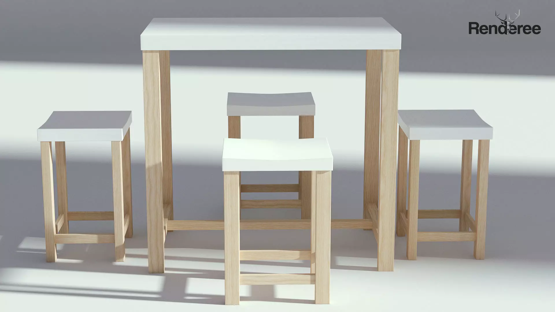 Wooden Table with seatings 3D model_0