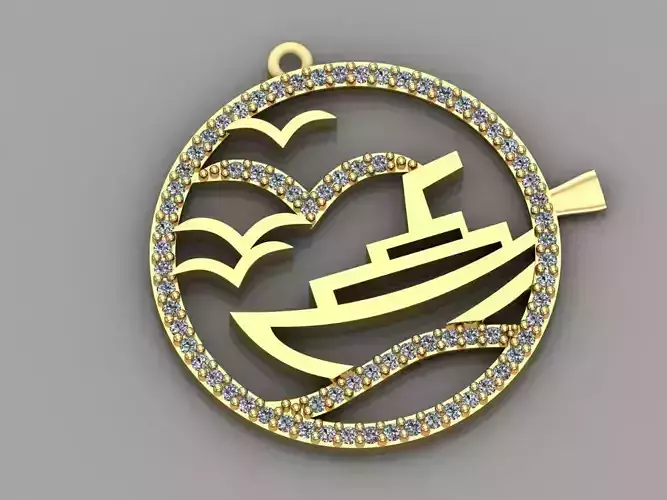 GC GOLD H071- ship Diamond Gold necklace