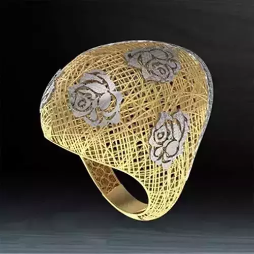 3D Ring in gold and silver