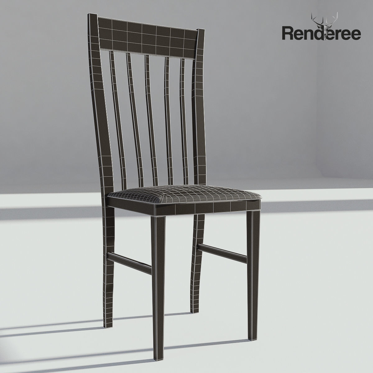 Dark Wooden Dining Set - 6 Chairs and Table 3D model_10