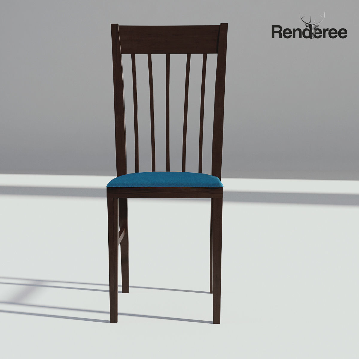 Dark Wooden Dining Set - 6 Chairs and Table 3D model_8
