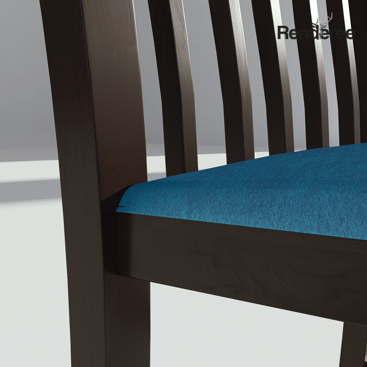 Dark Wooden Dining Set - 6 Chairs and Table 3D model_13