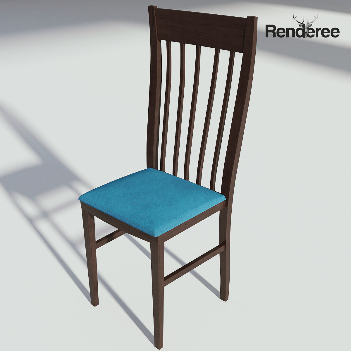 Dark Wooden Dining Set - 6 Chairs and Table 3D model_11