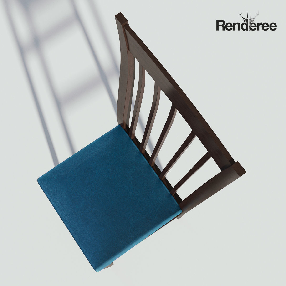 Dark Wooden Dining Set - 6 Chairs and Table 3D model_12