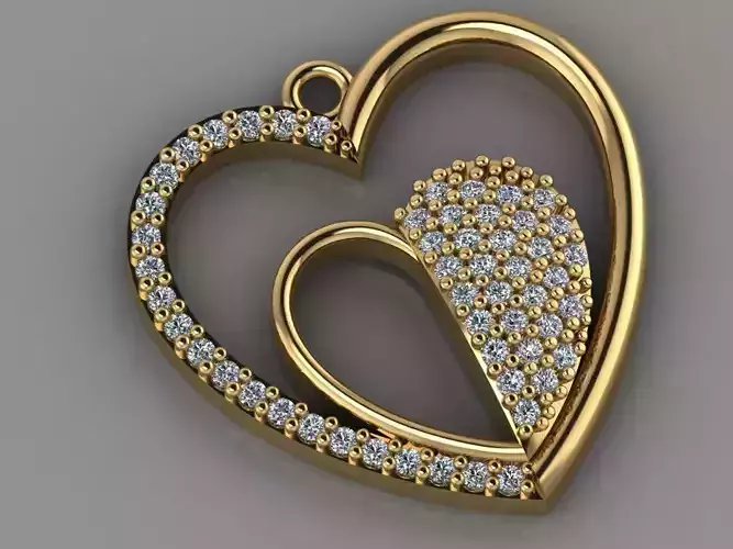 GC GOLD H074- Heart Diamond Gold necklace