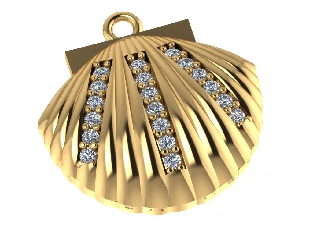 GC GOLD H075- shell Diamond Gold necklace 3D print model_0