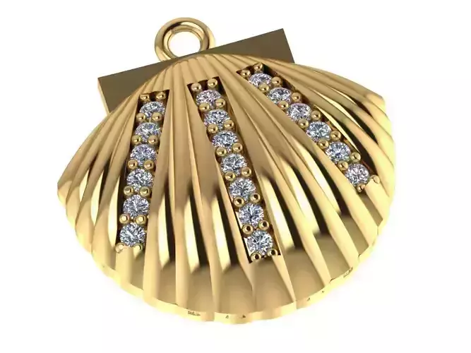 GC GOLD H075- shell Diamond Gold necklace